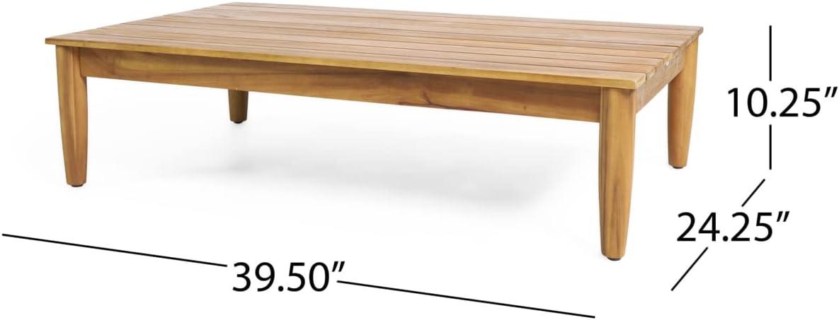 Magnolia Patio Acacia Wood Coffee Table - Teak - Christopher Knight Home: Water-Resistant, Tapered Legs