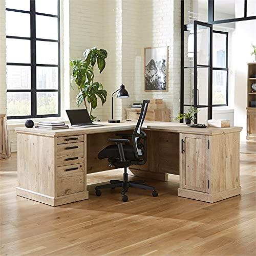 Black Wood L-Shaped Computer Desk with Drawer and Filing Cabinet