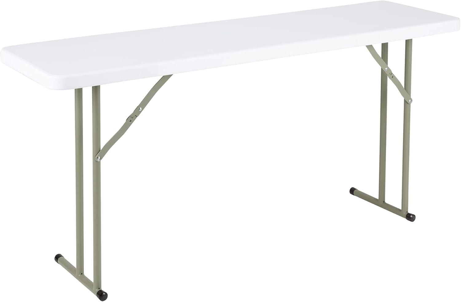 Norwood Commercial Furniture 8 ft Multipurpose Indoor Outdoor Heavy Duty Portable Blow Molded Plastic Folding Training Seminar Table 18" W x 96" L White