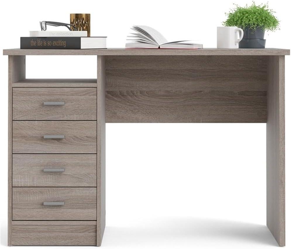 Tvilum Warner 4 Drawer Office Desk with 1 Shelf for Adults, Truffle