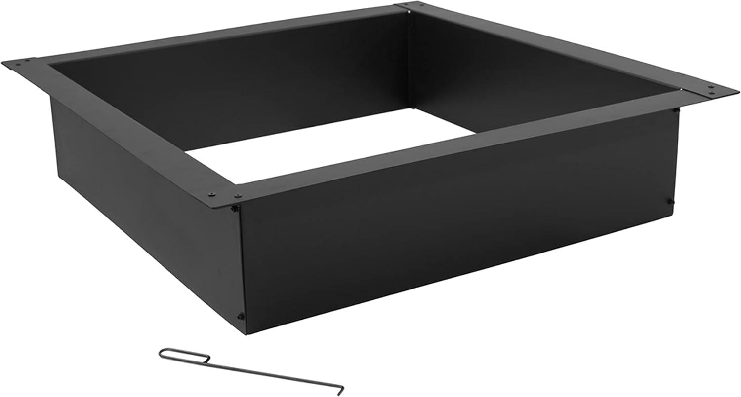 Sunnydaze Outdoor Heavy-Duty Steel Portable Above Ground or In-Ground Square Fire Pit Liner Ring - 36" - Black