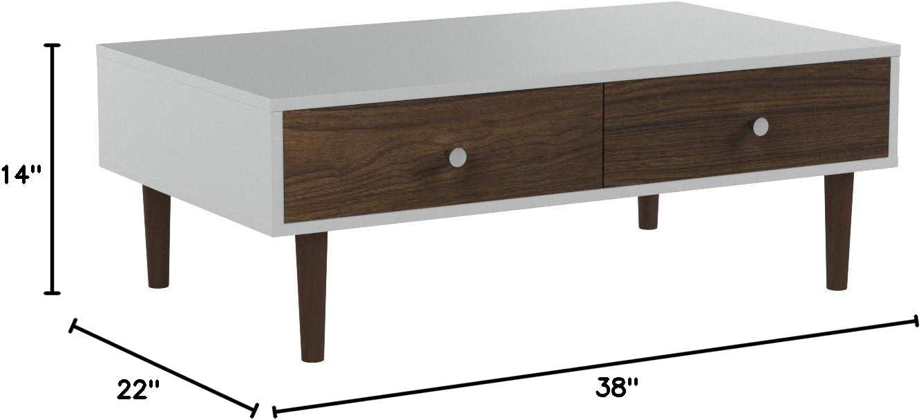 Gemini Wood Contemporary Coffee Table - Baxton Studio: Modern Design, Dual Drawers, MDF Composite