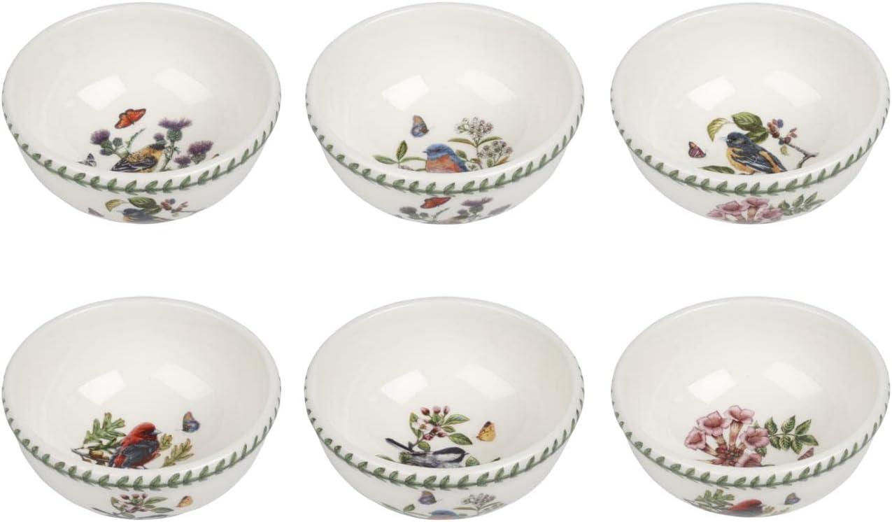 Portmeirion Botanic Garden Birds Individual Fruit Salad Bowl, Set of 6, Made in England - Assorted Bird Motifs,5.5 Inch