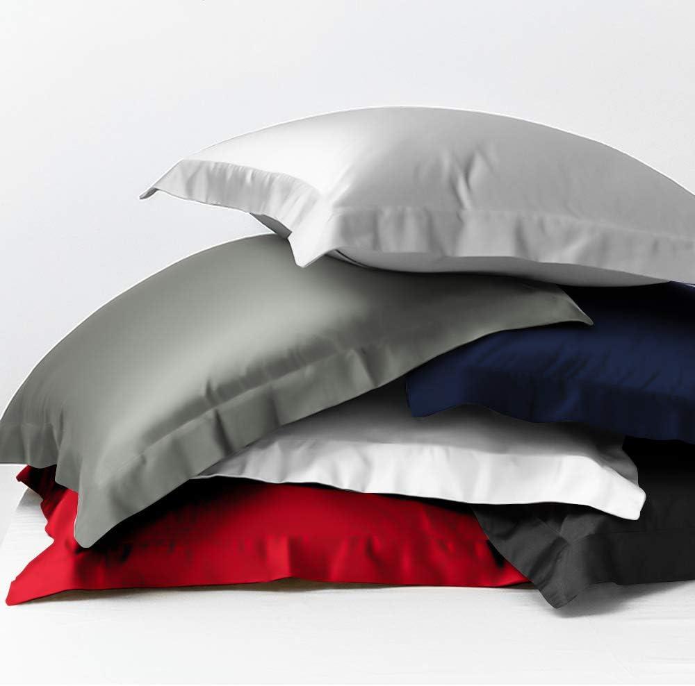 2 Pack 500 Thread Count Cotton Euro Sham Covers, Super Soft and Breathable Euro Pillow Covers, 26x26 Inches, Navy Blue - NTBAY