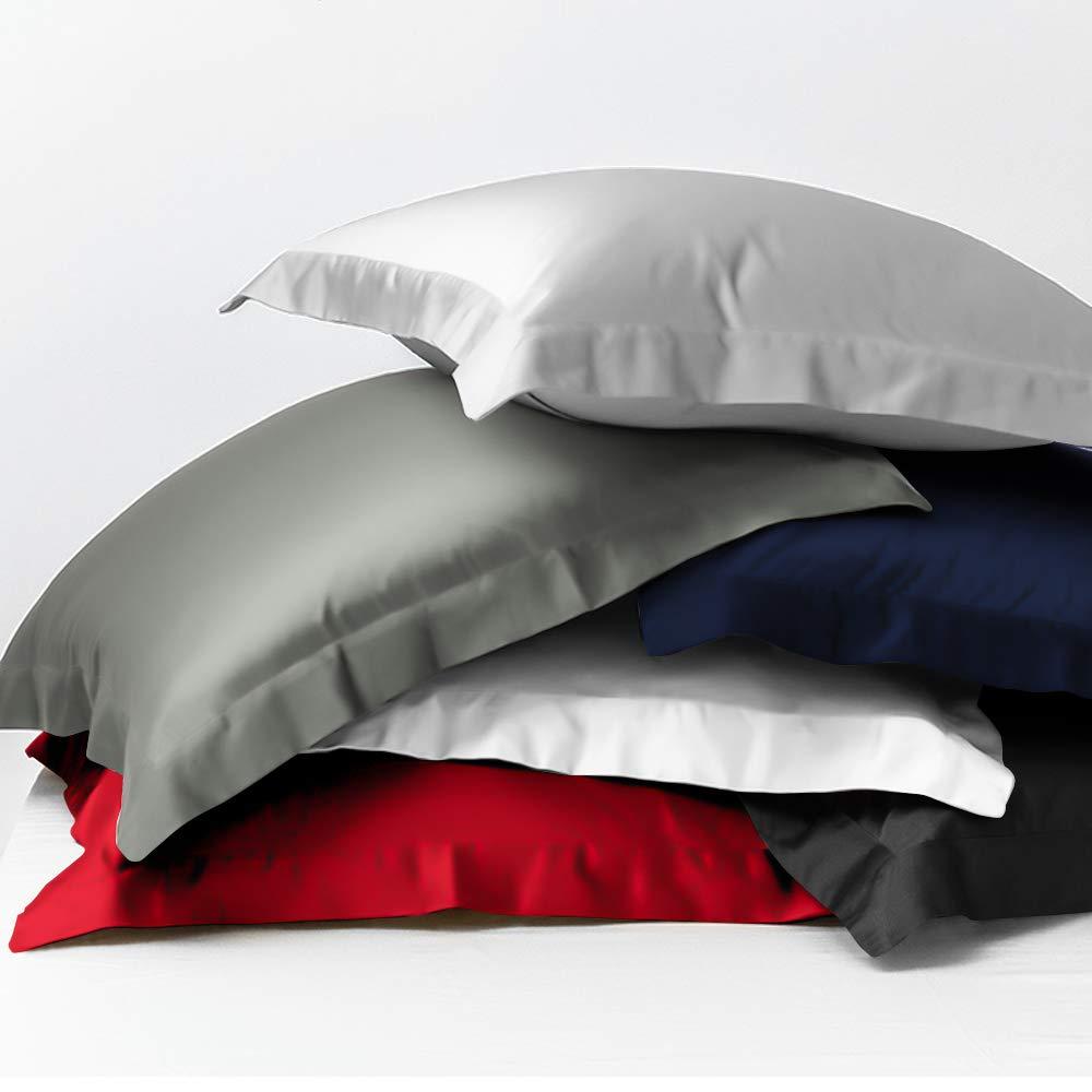 2 Pack 500 Thread Count Cotton Euro Sham Covers, Super Soft and Breathable Euro Pillow Covers, 26x26 Inches, Navy Blue - NTBAY