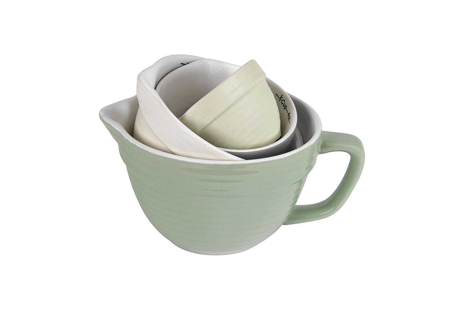 Creative Co-Op Batter Bowl Shaped Measuring Cups (Set of 4 Sizes)