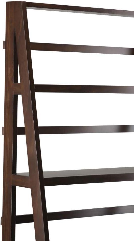 Brunette Brown Solid Wood 5-Shelf Ladder Bookcase