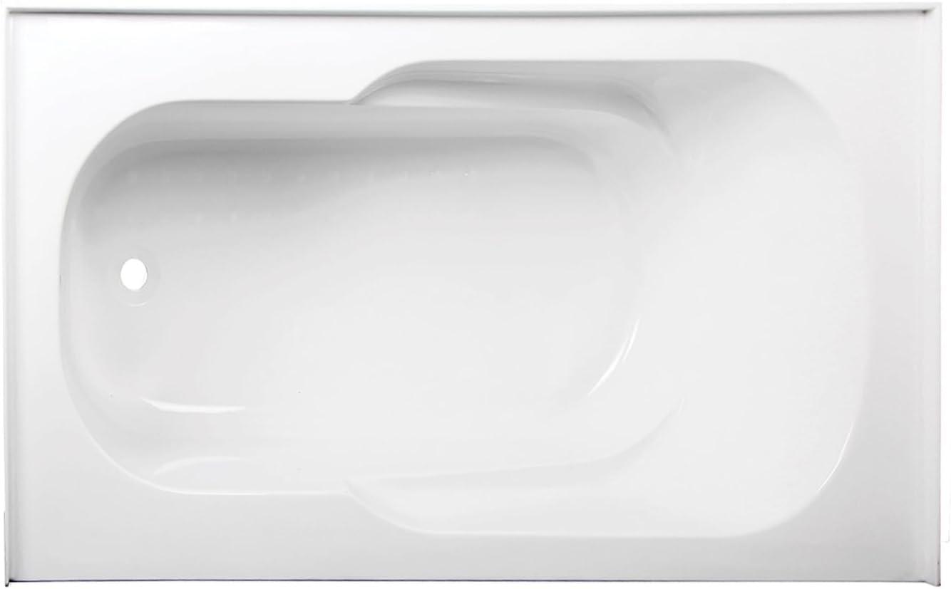 Kingston Brass Aqua Eden 60-Inch Acrylic Rectangular 3-Wall Alcove Tub with Anti Skid and Drain Hole