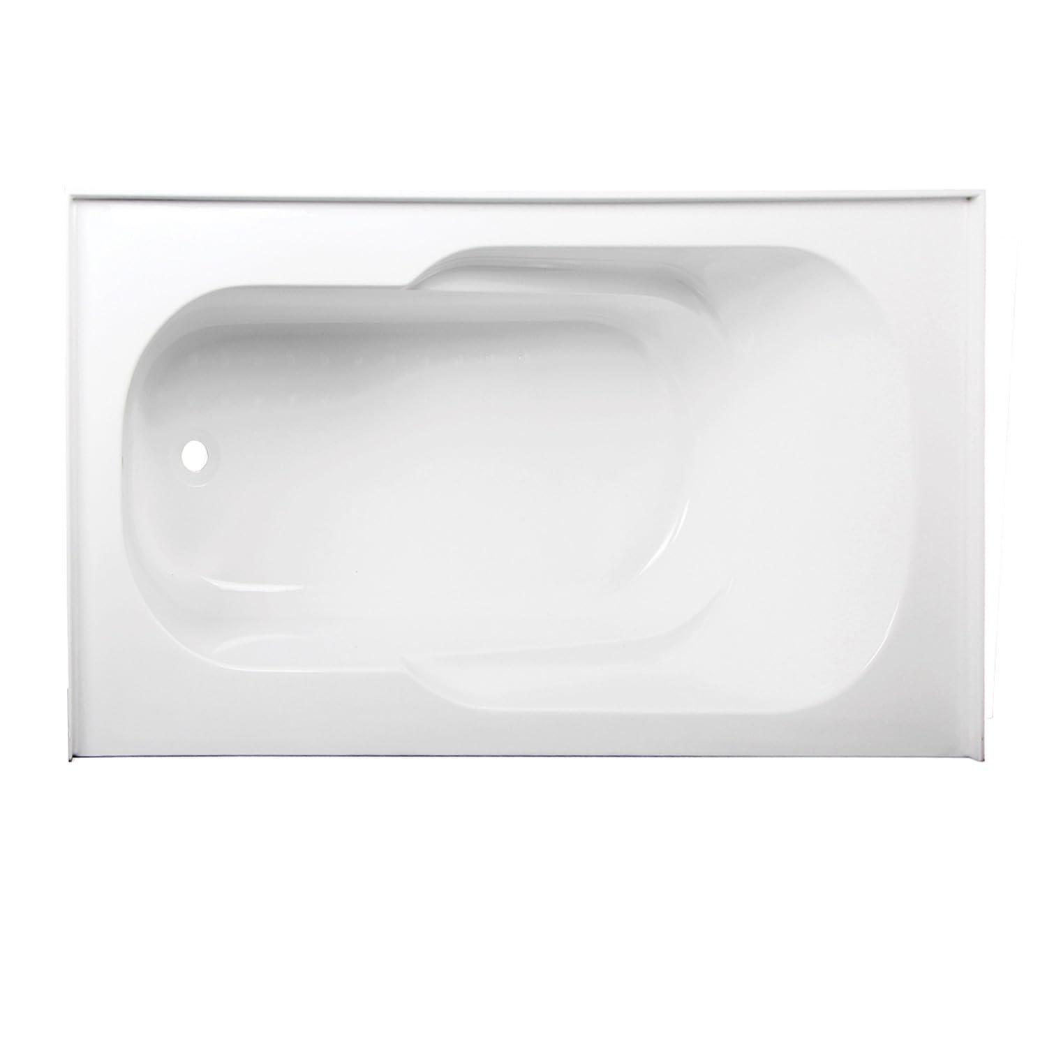 Kingston Brass Aqua Eden 60-Inch Acrylic Rectangular 3-Wall Alcove Tub with Anti Skid and Drain Hole