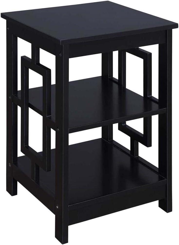 Convenience Concepts Town Square End Table with Shelves, Black