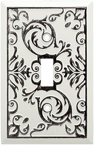 Fairhope Whitewash Ornate Single Toggle Wall Plate