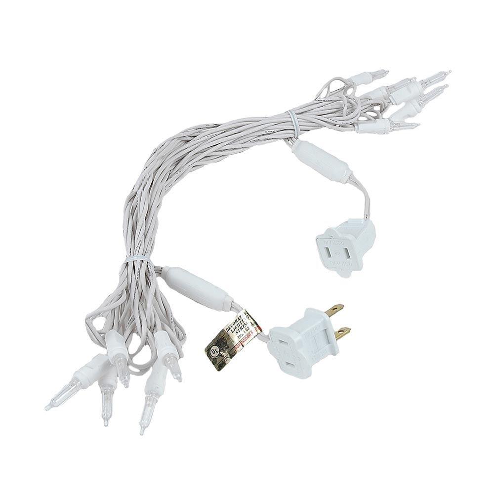 Novelty Lights 10 Light T5 LED Christmas Mini Light Set, Outdoor Lighting Party Patio String Lights, Warm White, White Wire, 11 Feet