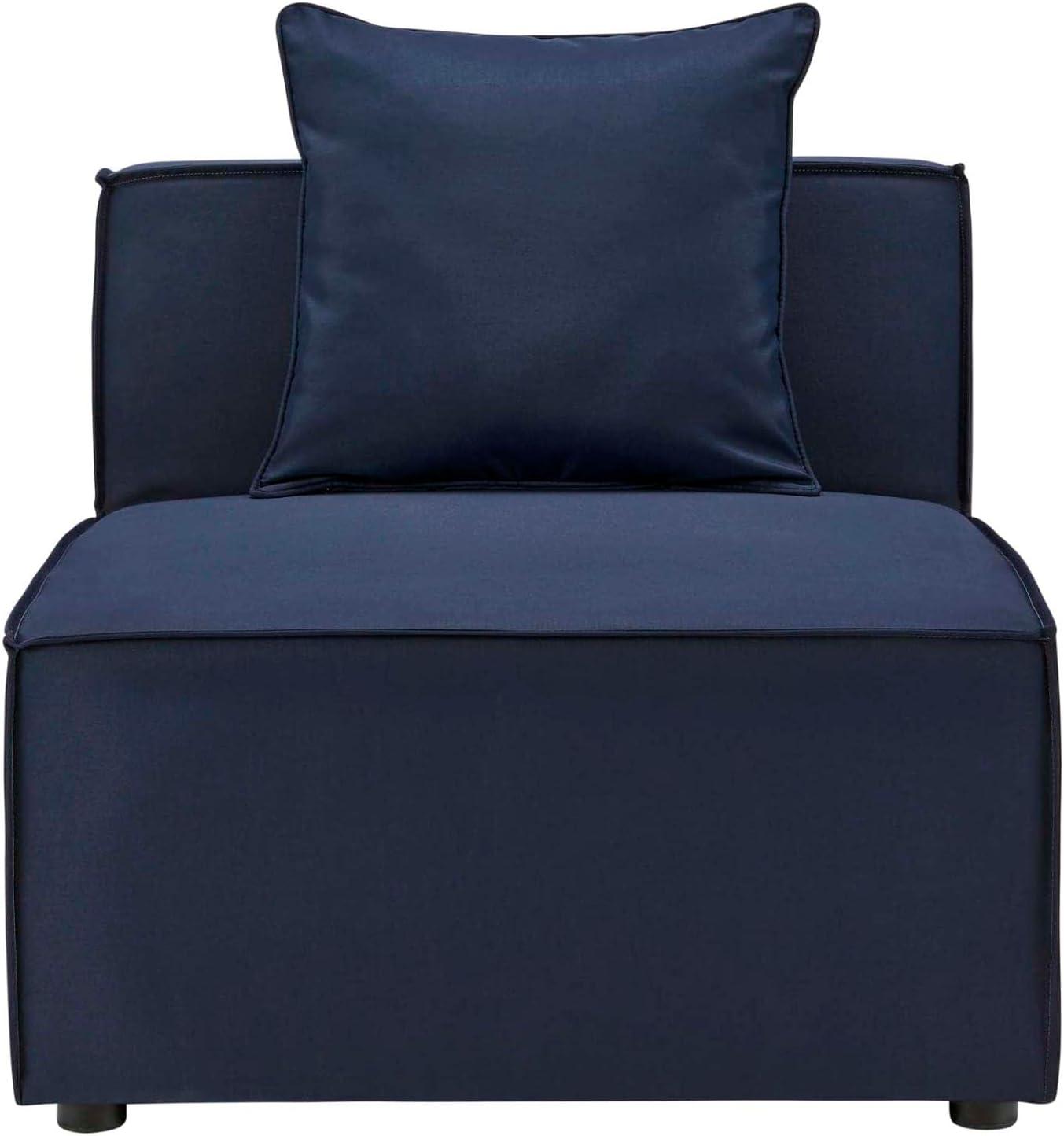 Navy Blue Fabric Upholstered Outdoor Armless Chair