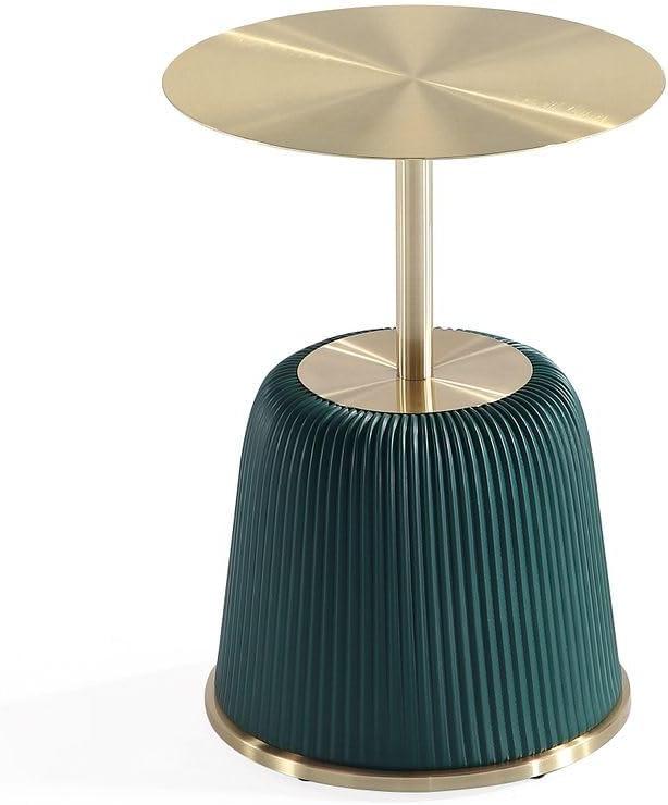 Manhattan Comfort Anderson Modern Leatherette Upholstered End Table with Gold Tabletop Green: Stainless Steel, No Assembly Required