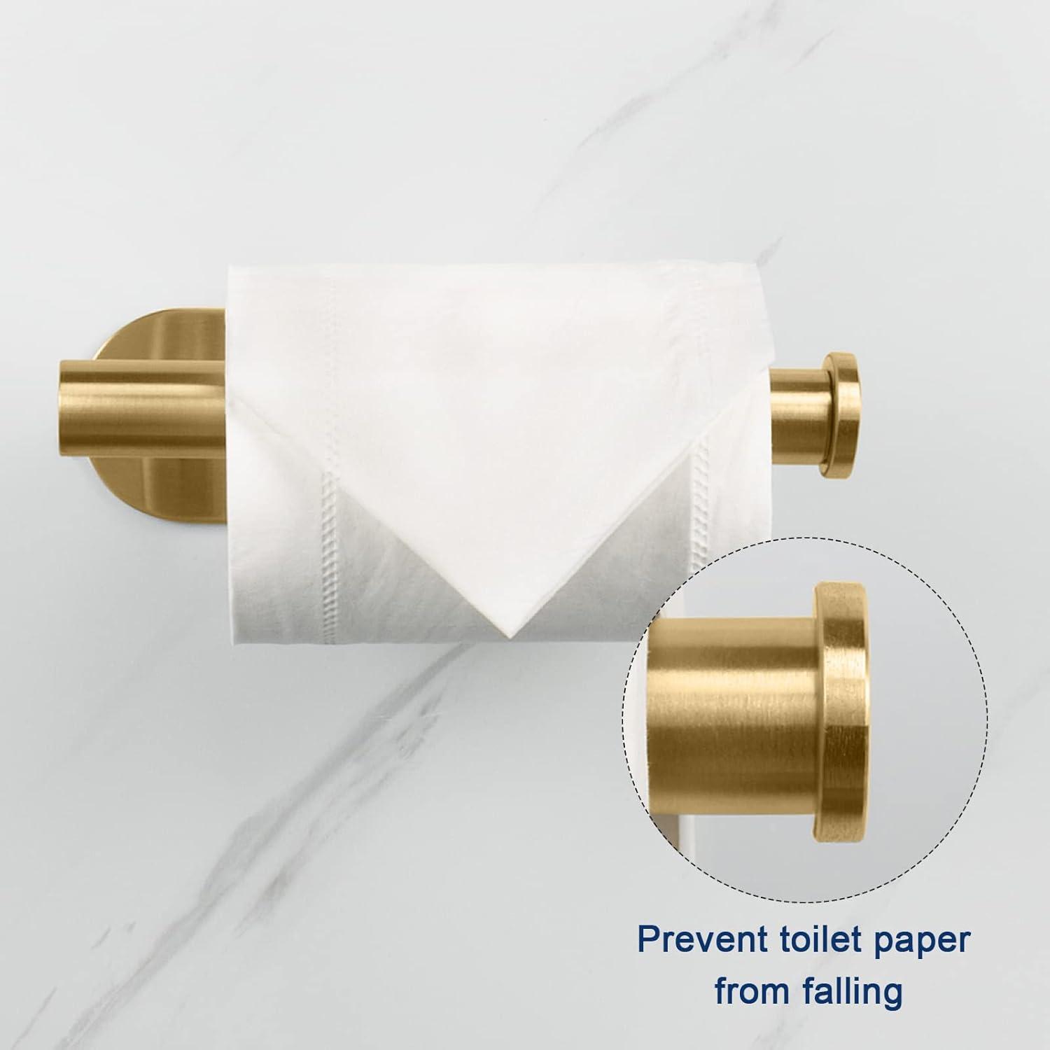 Brushed Gold Stainless Steel Adhesive Toilet Paper Holder