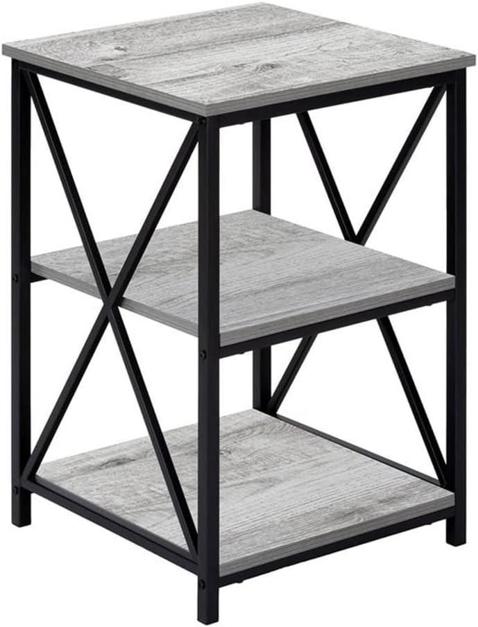 Monarch Specialties Accent Table Side End Nightstand Lamp Living Room Bedroom Metal Laminate Black Contemporary Modern