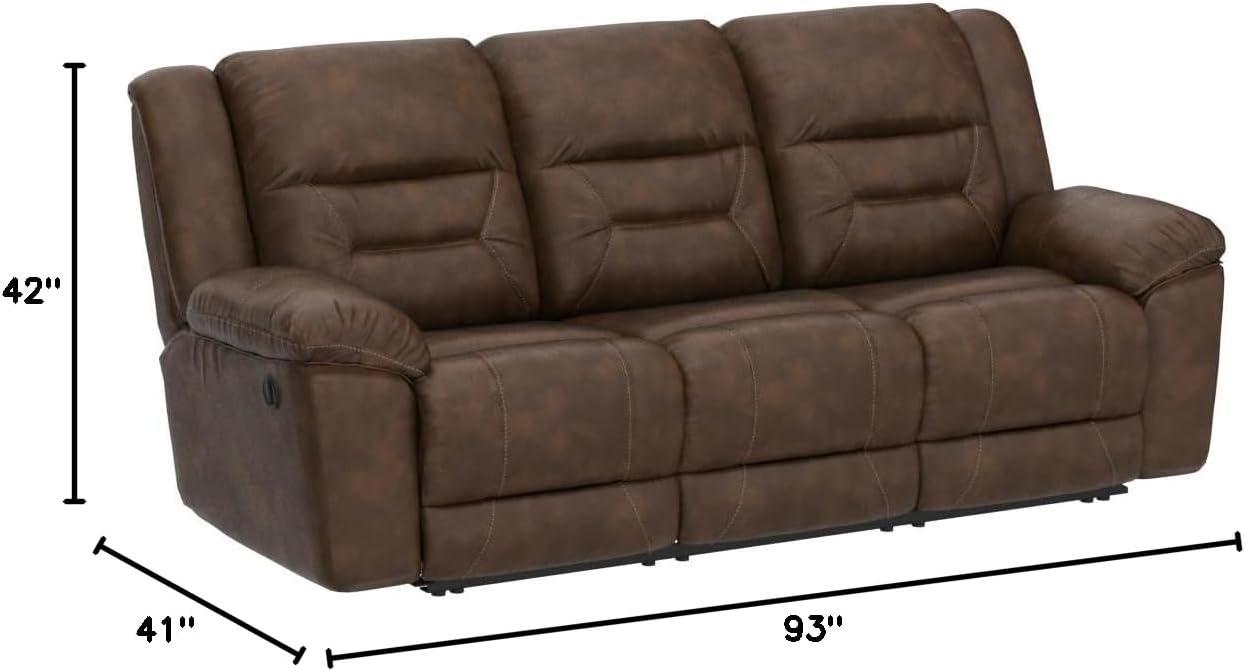 Stoneland Chocolate Faux Leather Manual Reclining Sofa