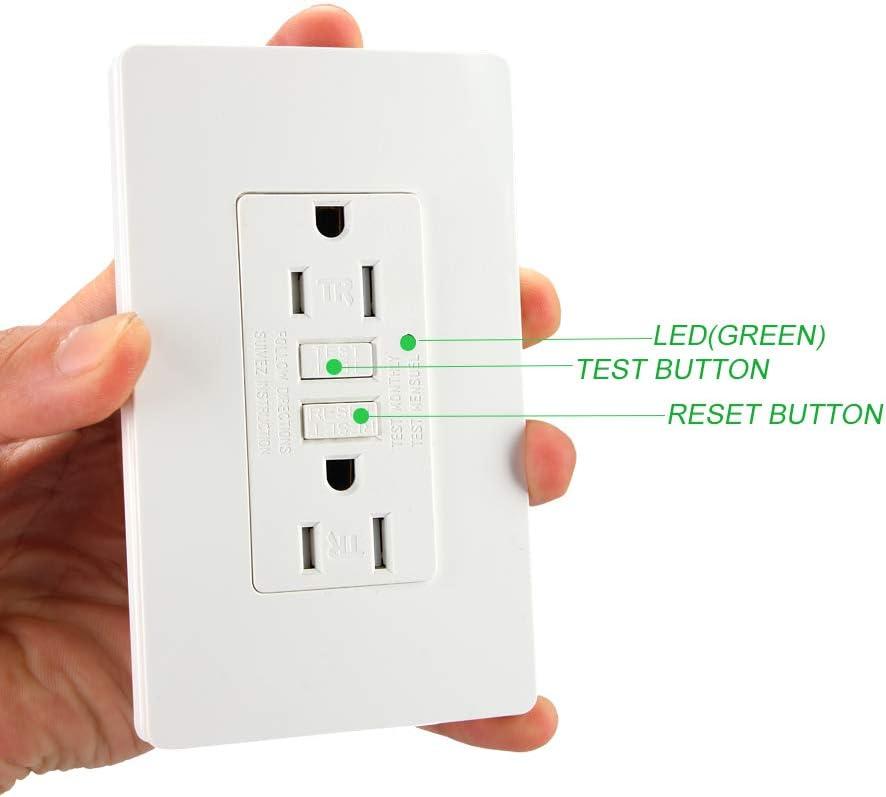 White Tamper-Resistant GFCI Outlet with Wall Plate and LED Indicator