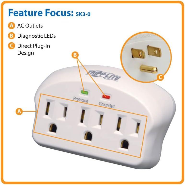 Direct Plug-in Surge Protector Wall Mounted Power Strip