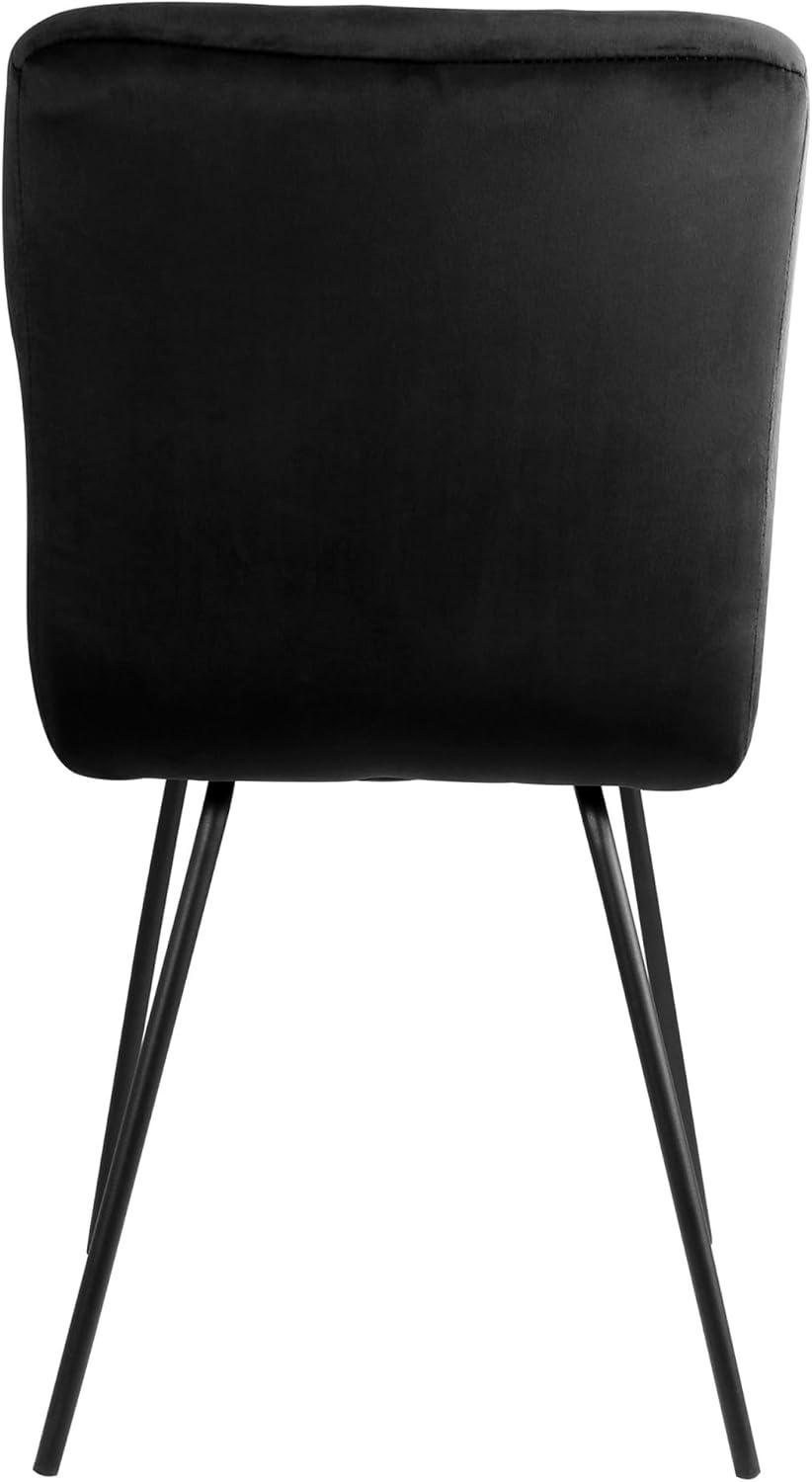 Elama 2 Piece Velvet Tufted Chairs in Black with Black Metal Legs