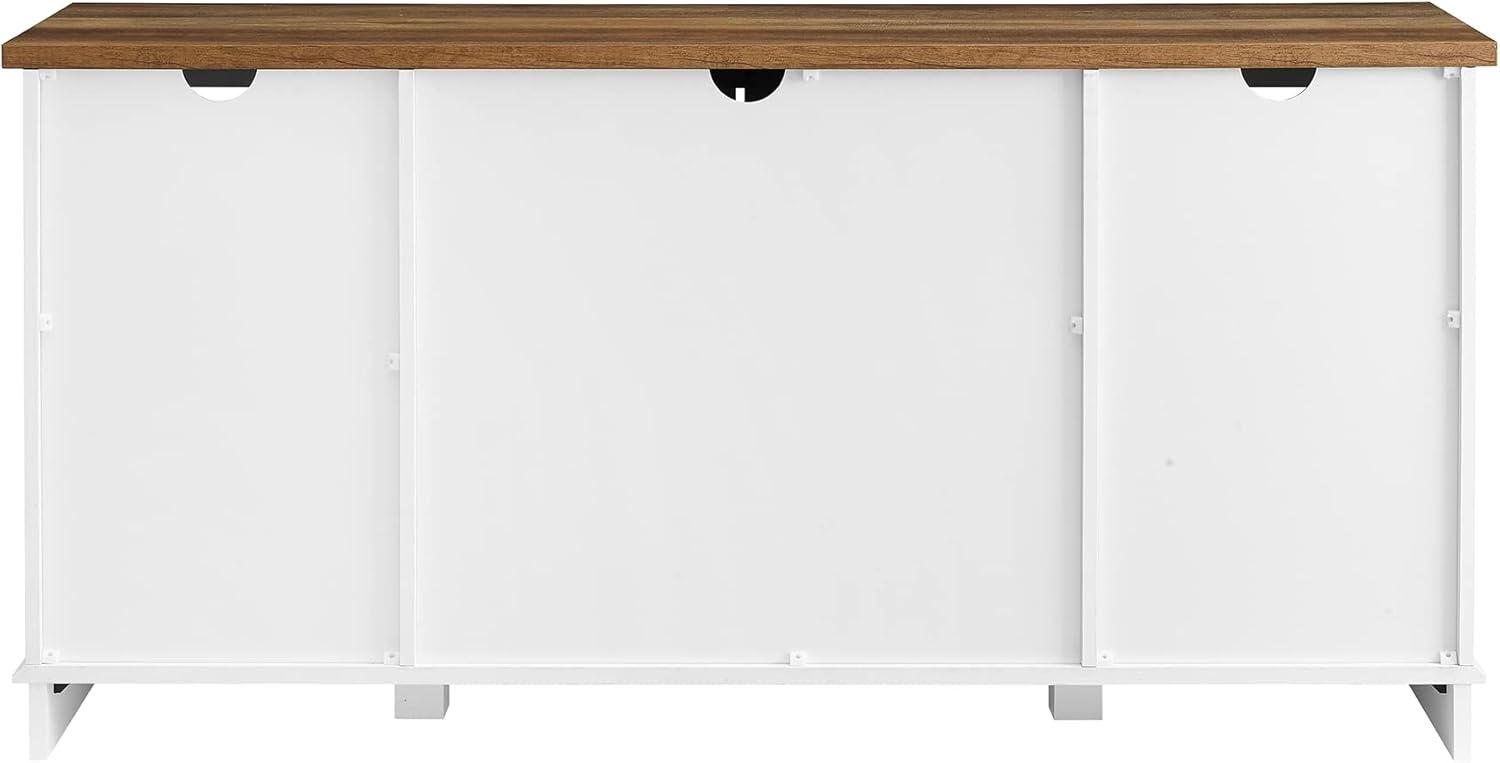 Walker Edison Farmhouse Sliding Barn Door TV Stand for TVs up to 65", White/Reclaimed Barnwood