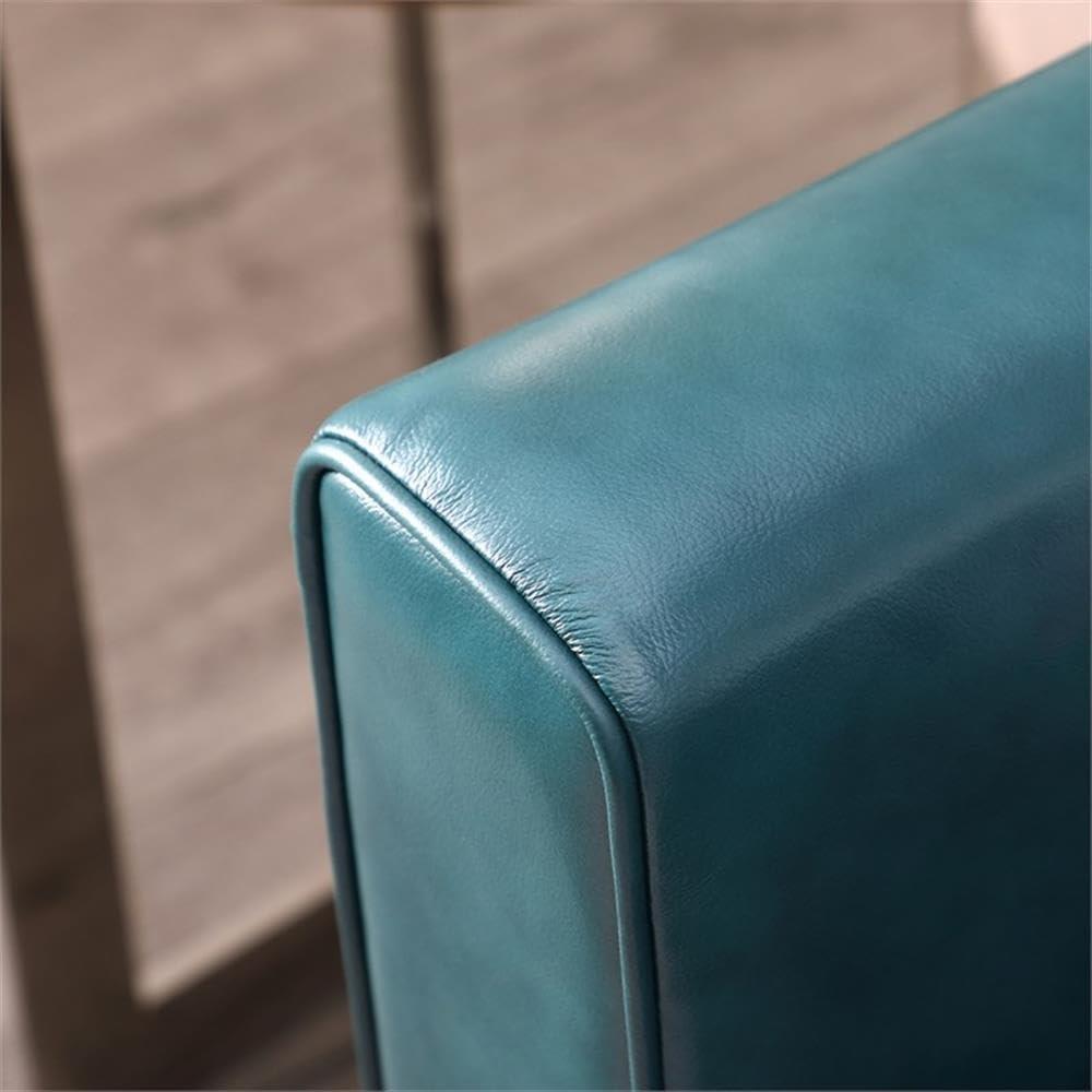 Turquoise Leather Tufted Sofa with Removable Cushions