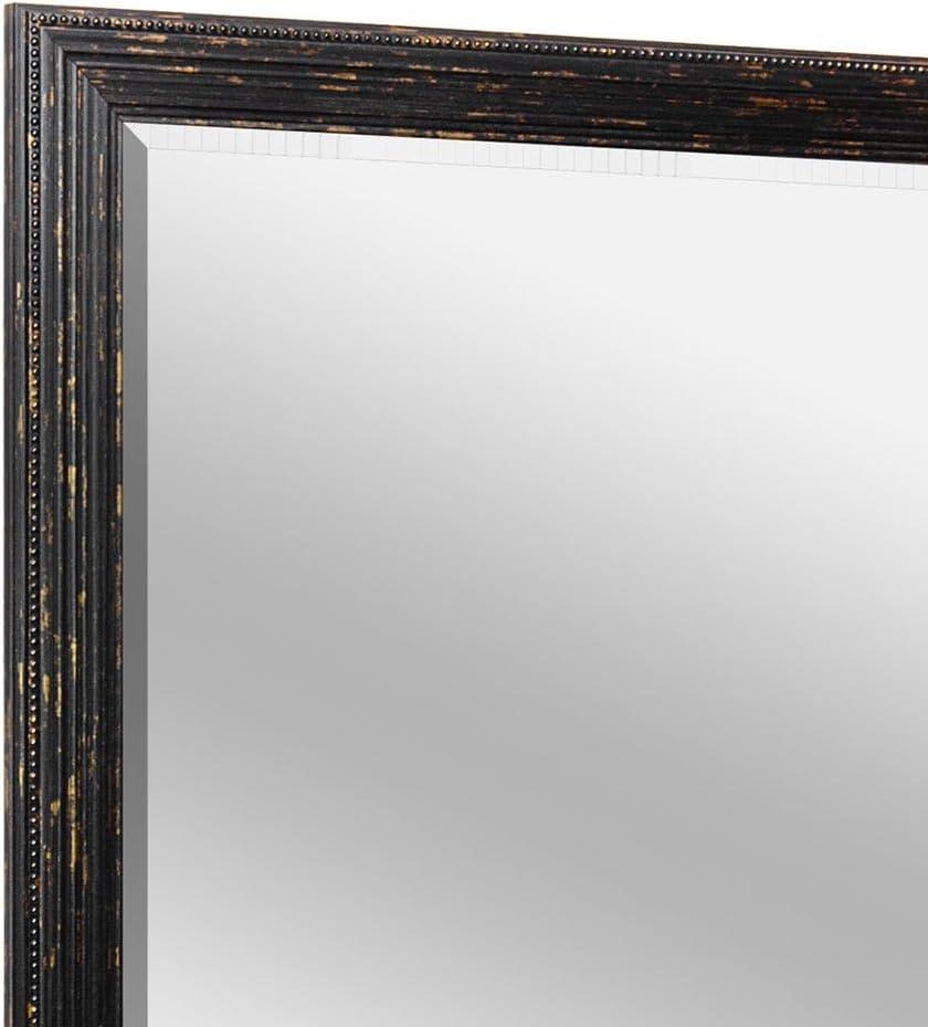 Head West 27.5 x 33.5 Beaded Frame Mirror with Beveled Edge - Black Wash