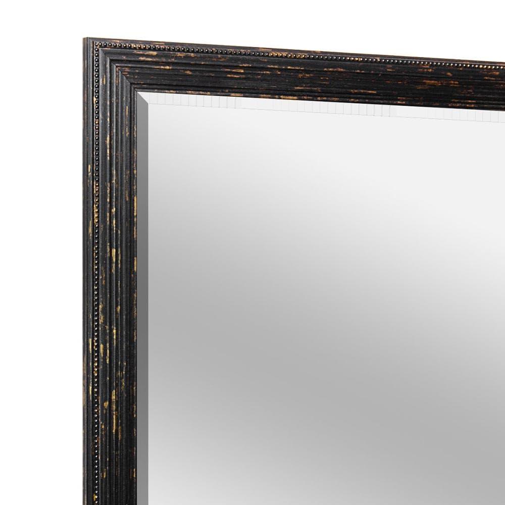 Head West 27.5 x 33.5 Beaded Frame Mirror with Beveled Edge - Black Wash