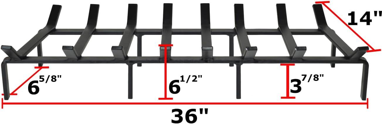 36 Inch Heavy Duty Black Steel Fireplace Grate