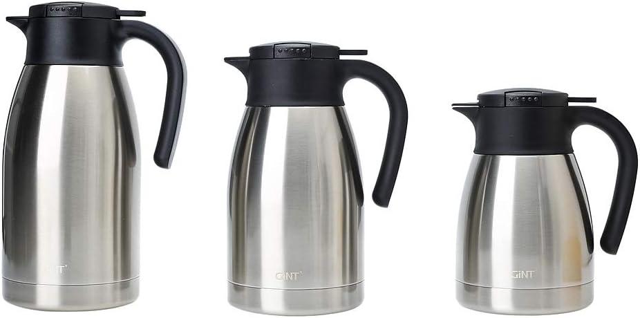 GiNT 51Oz Stainless Steel Thermal Coffee Carafe with Lid/Double Walled Vacuum Thermal Carafe / 12 Hour Heat Retention (Silver, 1.5L)
