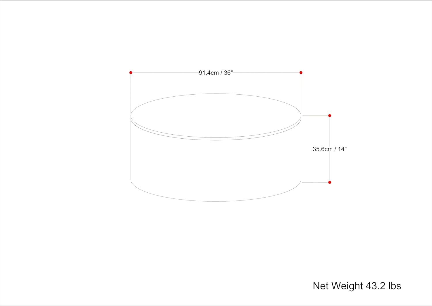 Simpli Home Millbury 36"W Solid Mango Wood Contemporary Round Drum Coffee Table, Fully Assembled
