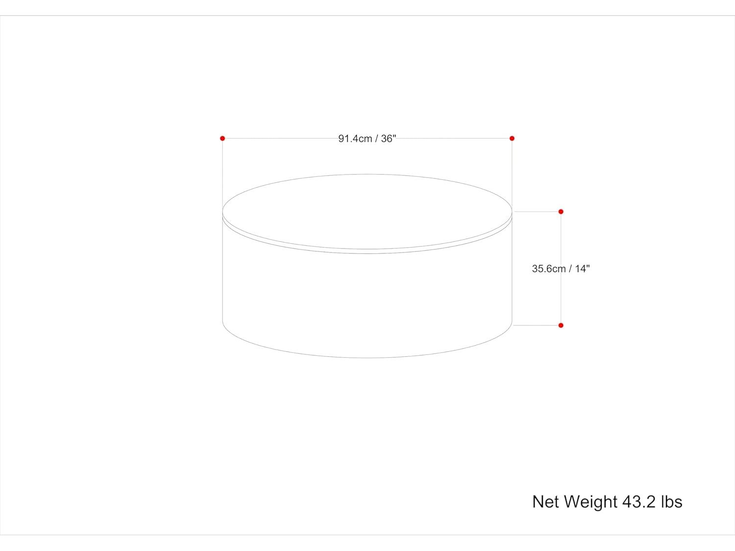 Simpli Home Millbury 36"W Solid Mango Wood Contemporary Round Drum Coffee Table, Fully Assembled