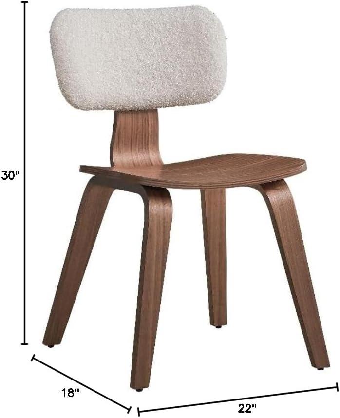 Casson Side Chair (Set-2), White Boucle & Walnut Finish (Set of 2)