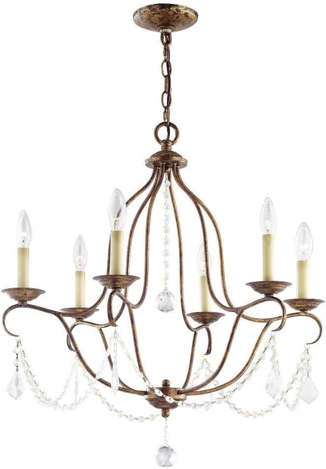 Livex Lighting 6426-01 Chesterfield 6 Light Chandelier, Antique Brass