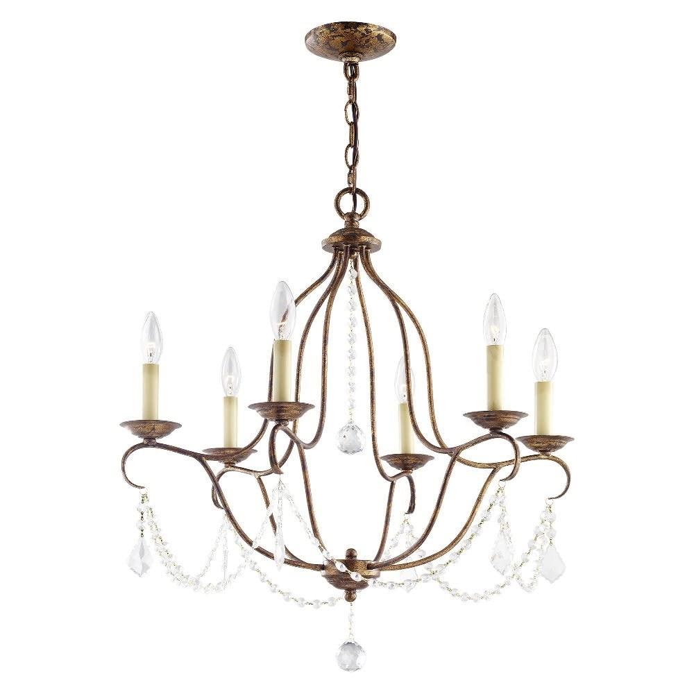 Livex Lighting 6426-01 Chesterfield 6 Light Chandelier, Antique Brass