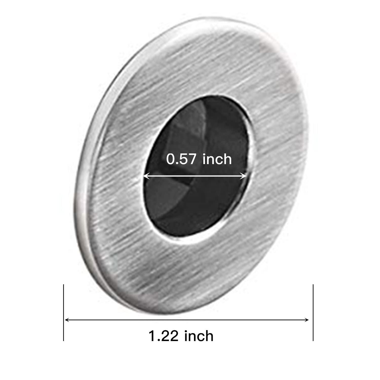 Greenspring Sink Basin Trim Overflow Cover Brass Insert In Hole Round Caps Brushed Nickel(2 Pack)