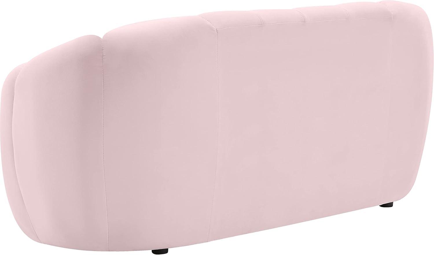 Elijah Pink Velvet Tufted Loveseat with Deep Channeling