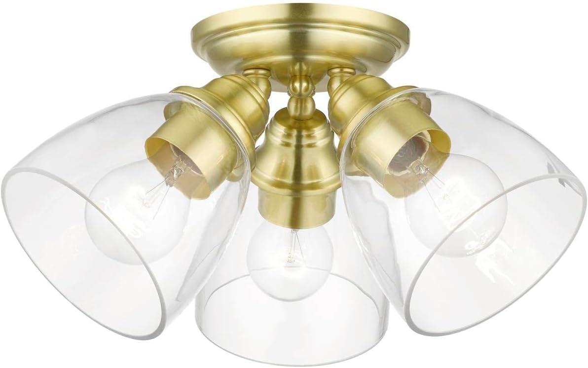 Livex Lighting Montgomery 3 - Light Flush Mount in  Satin Brass
