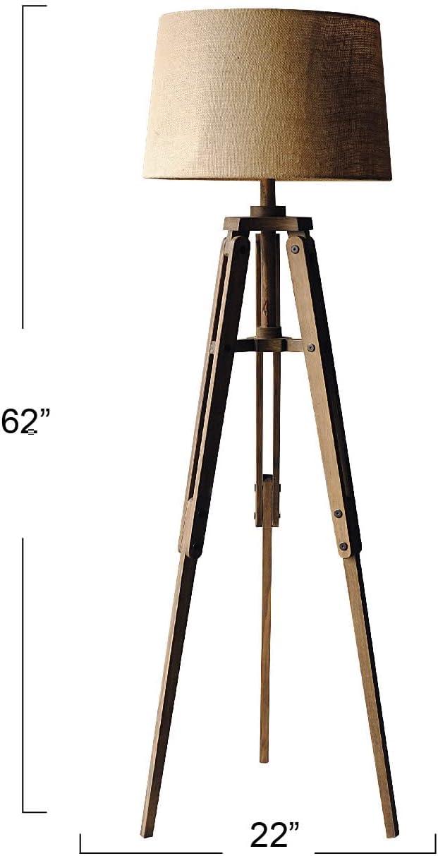 Mariner Adjustable Wood Tripod Floor Lamp with Burlap Shade