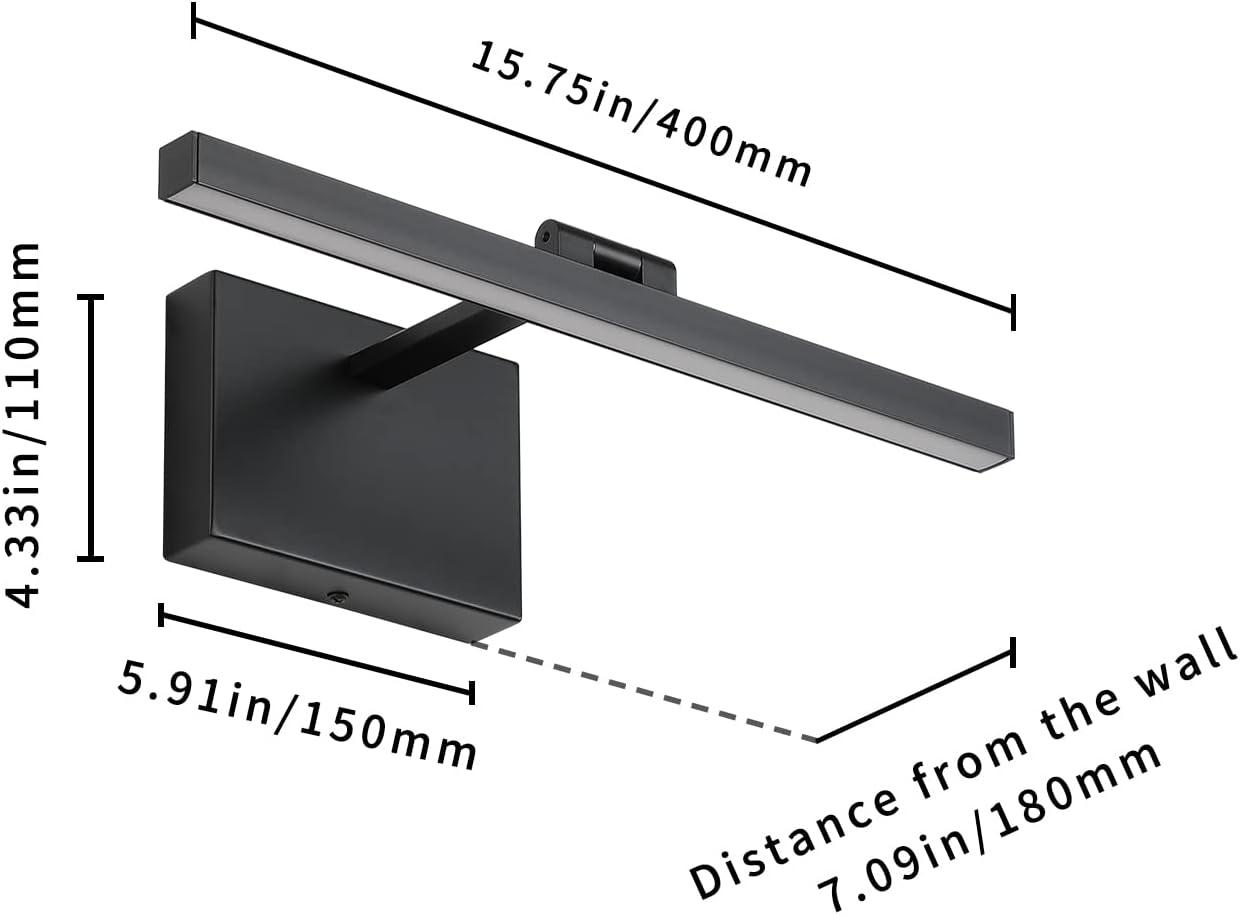 Joosenhouse LED Picture Light Dimmable 19.69" Inches Wall Sconces Lamps Rotatable Head Light Display Lamp for Painting Frame Art, Matte Black,12W Hardwired Connection 3000K