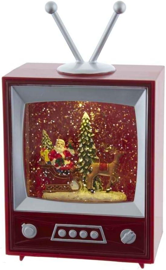 Retro Red Musical TV with Santa and Sleigh Scene