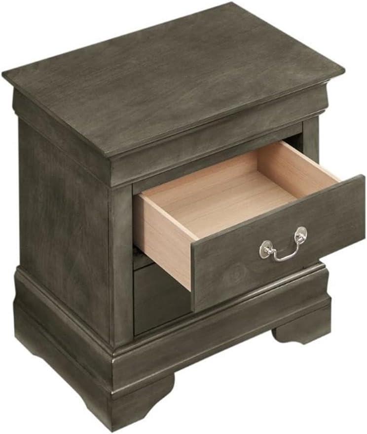 Glory Furniture Louis Phillipe 2 Drawer Nightstand in Gray