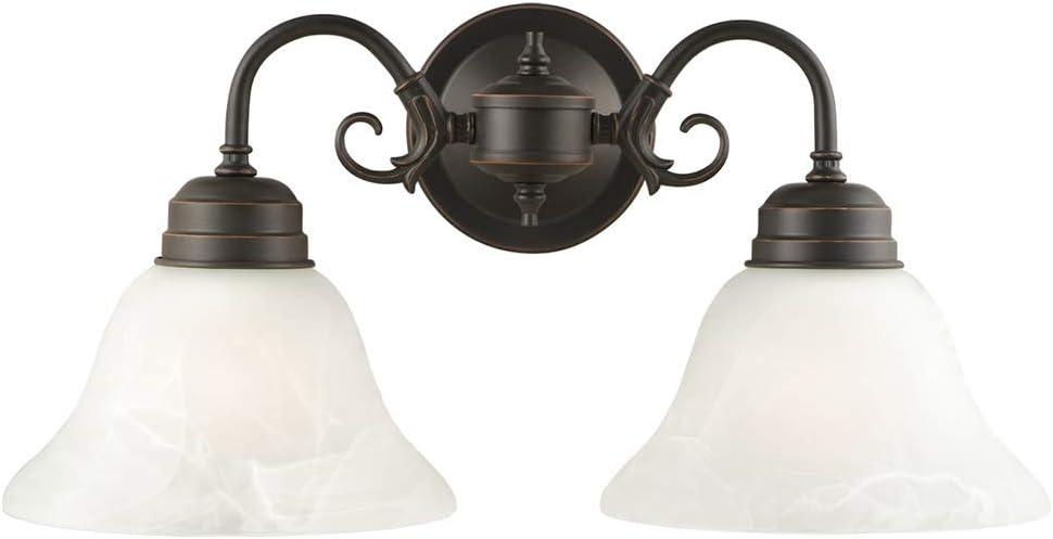 Design House Millbridge 2-Light Dimmable Vanity or Wall Light with Frosted Glass Shades, Oil Rubbed Bronze