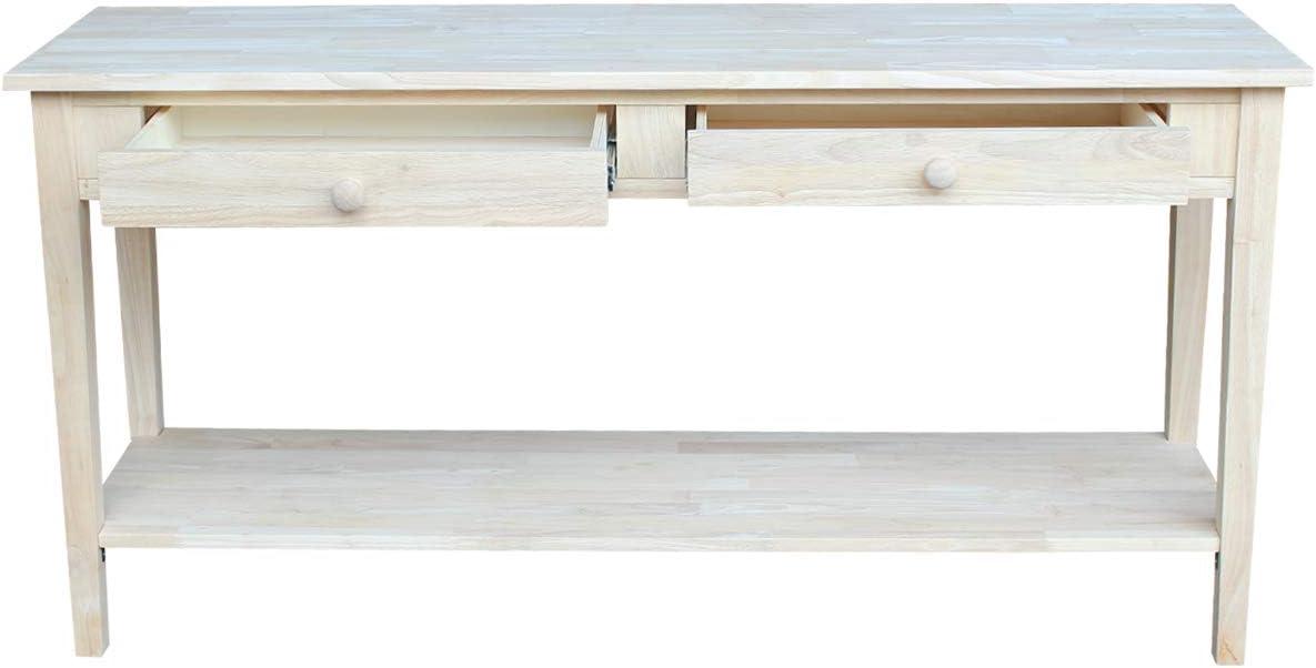 International Concepts 48" Spencer Console Server Table Light Brown: Hardwood Frame, Fixed Shelf Storage
