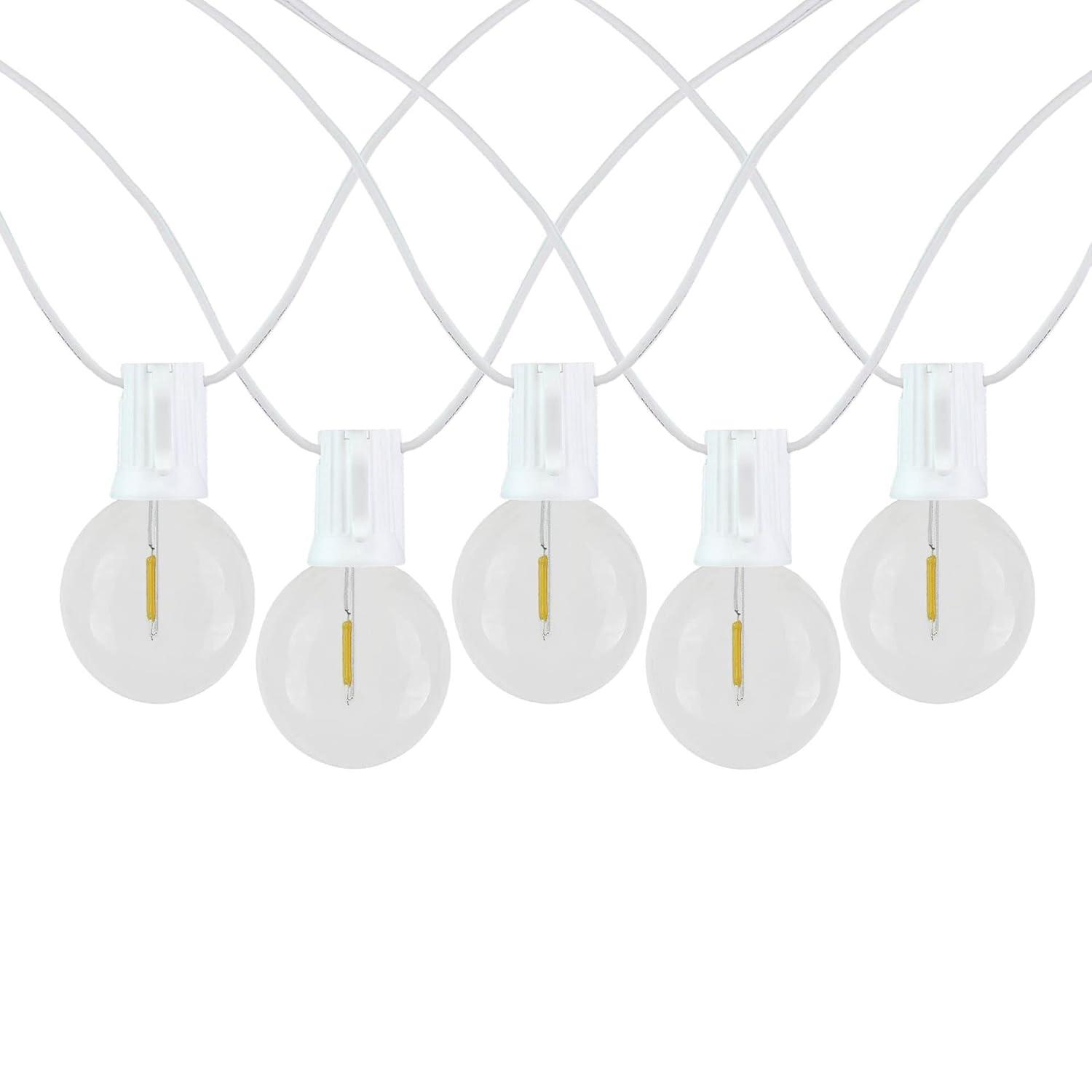 Novelty Lights 50 Feet Warm White LED G50 Globe Plastic Shatterproof Outdoor Patio String Lights, White Wire