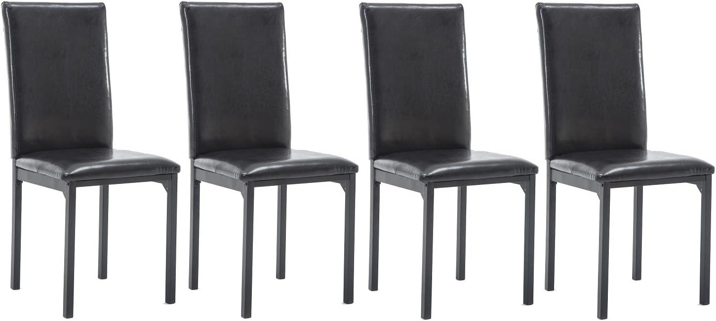 Set of 4 Arjen Dining Chairs Black - Boraam: Faux Leather, Metal Frame, Contemporary Style