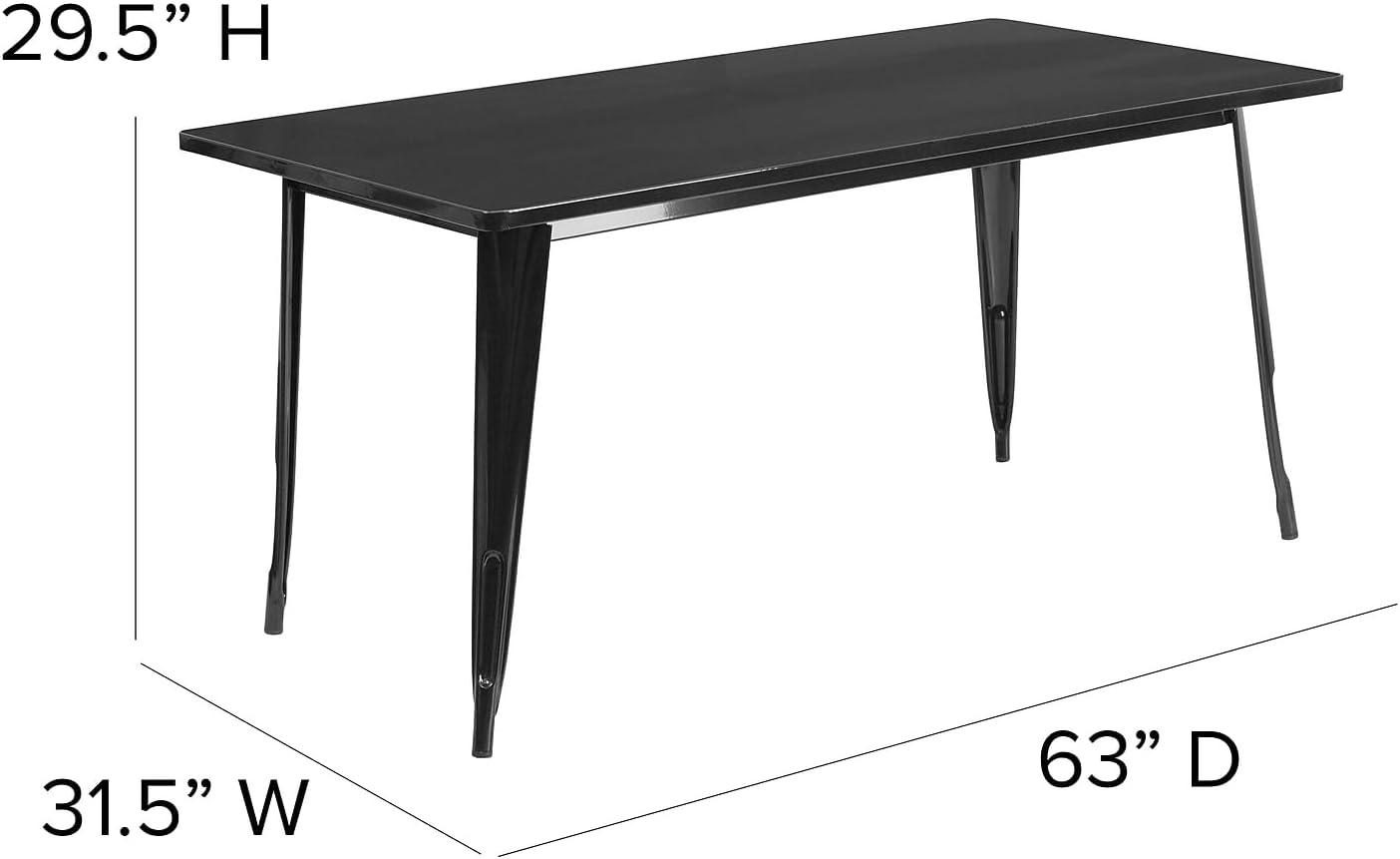 Flash Furniture Commercial Grade 31.5" x 63" Rectangular Orange Metal Indoor-Outdoor Table