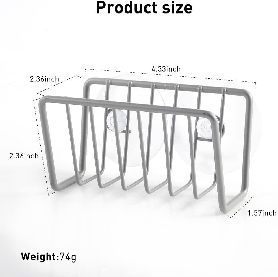 FZM Sponge Holder for Kitchen Sink Stainless Steel Suction Cup Sponge Caddy Silver Storage Rack