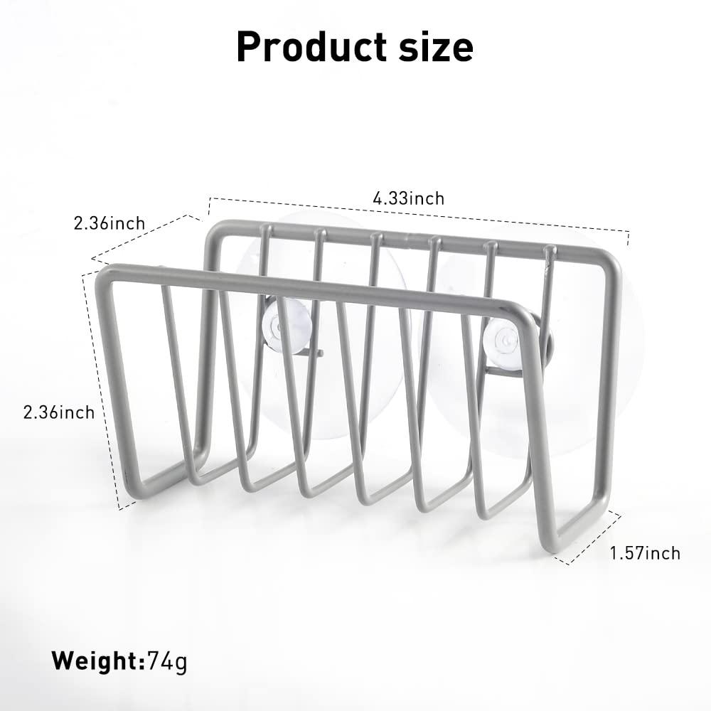 FZM Sponge Holder for Kitchen Sink Stainless Steel Suction Cup Sponge Caddy Silver Storage Rack