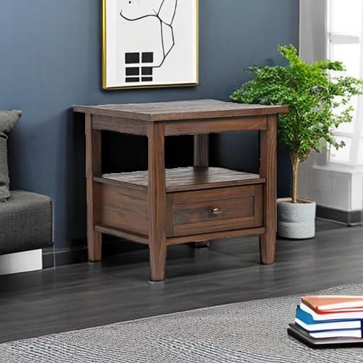 Warm Shaker Solid Wood End Table with Storage